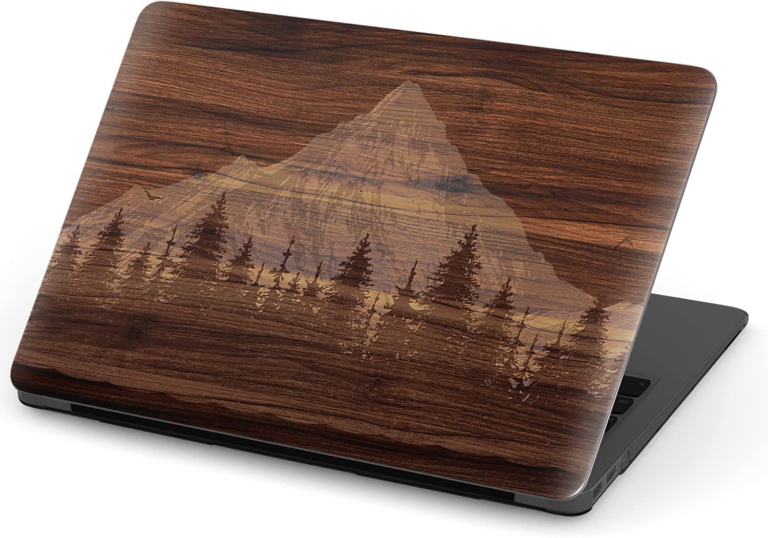 Mertak Hard Case Compatible with MacBook Pro 16 14 Air 15 13 inch M3 M2 M1 Mac 2024 2023 2022 2018 Mountain Grain Landscape Protective Laptop Texture Touch Bar Wood Girls Cover Women Forest