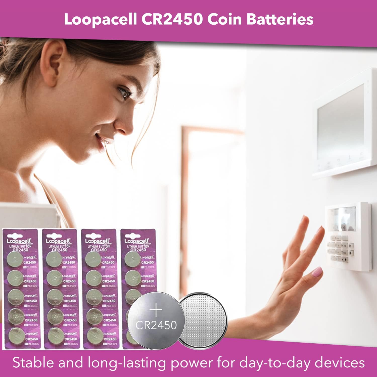 Woman installing a battery in a smart home device