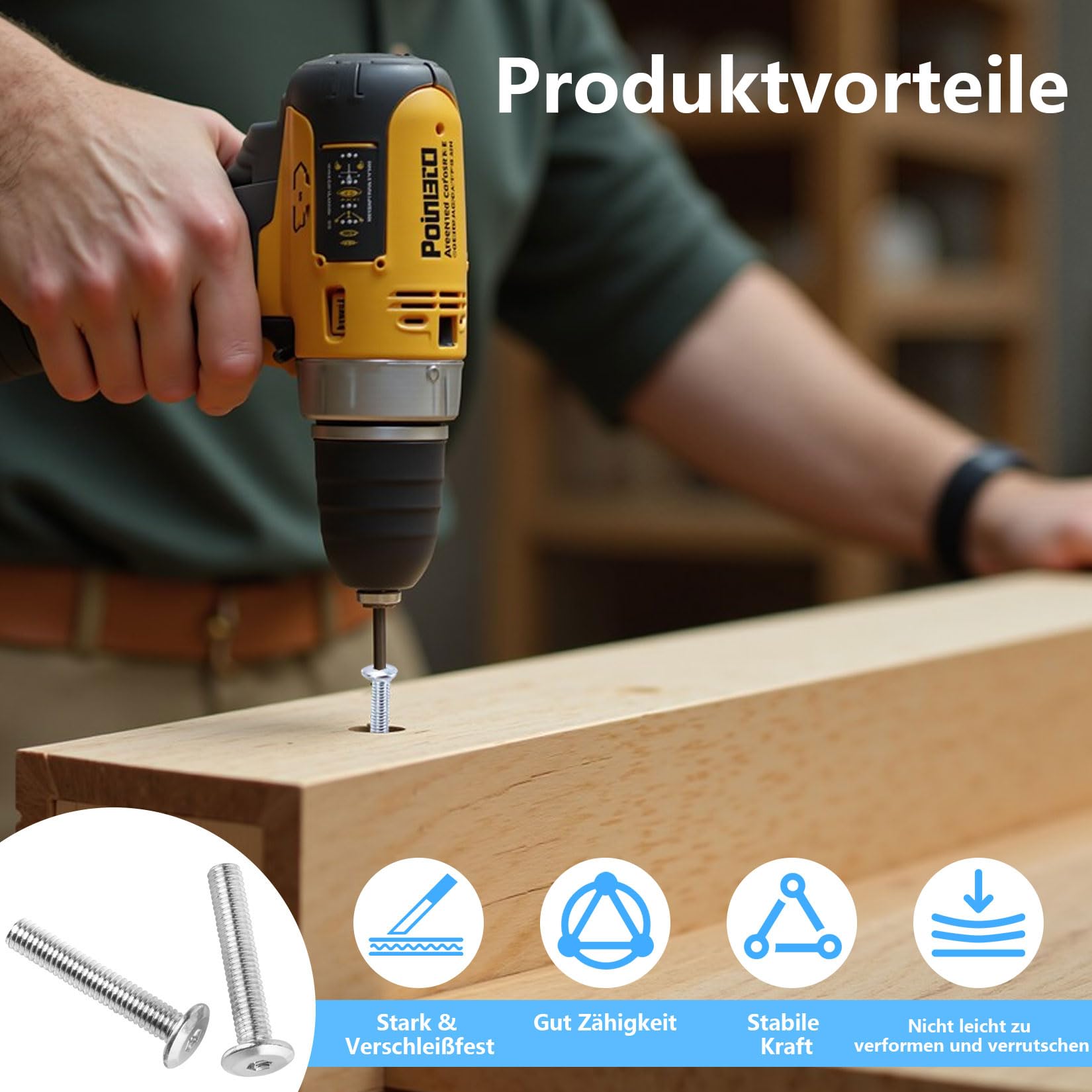 Set di 50 PzViti M6x40mm, Viti a Testa Piatta per Mobili, Bulloni a Testa Esagonale, Viti per Macchine Mobili in Legno, Lettini, Tavoli e Sedie