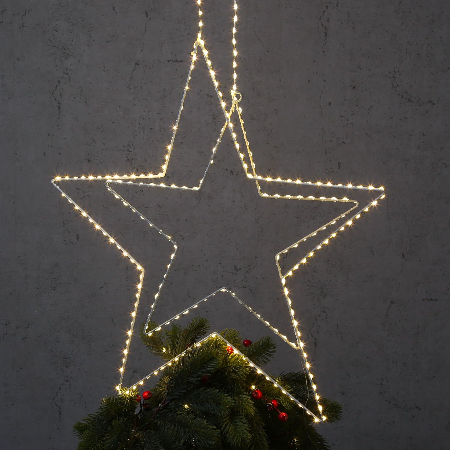 MARELIDA LED Stern Leuchtstern Metallstern Weihnachtsstern für Innen/Außen (60cm 180 LED)