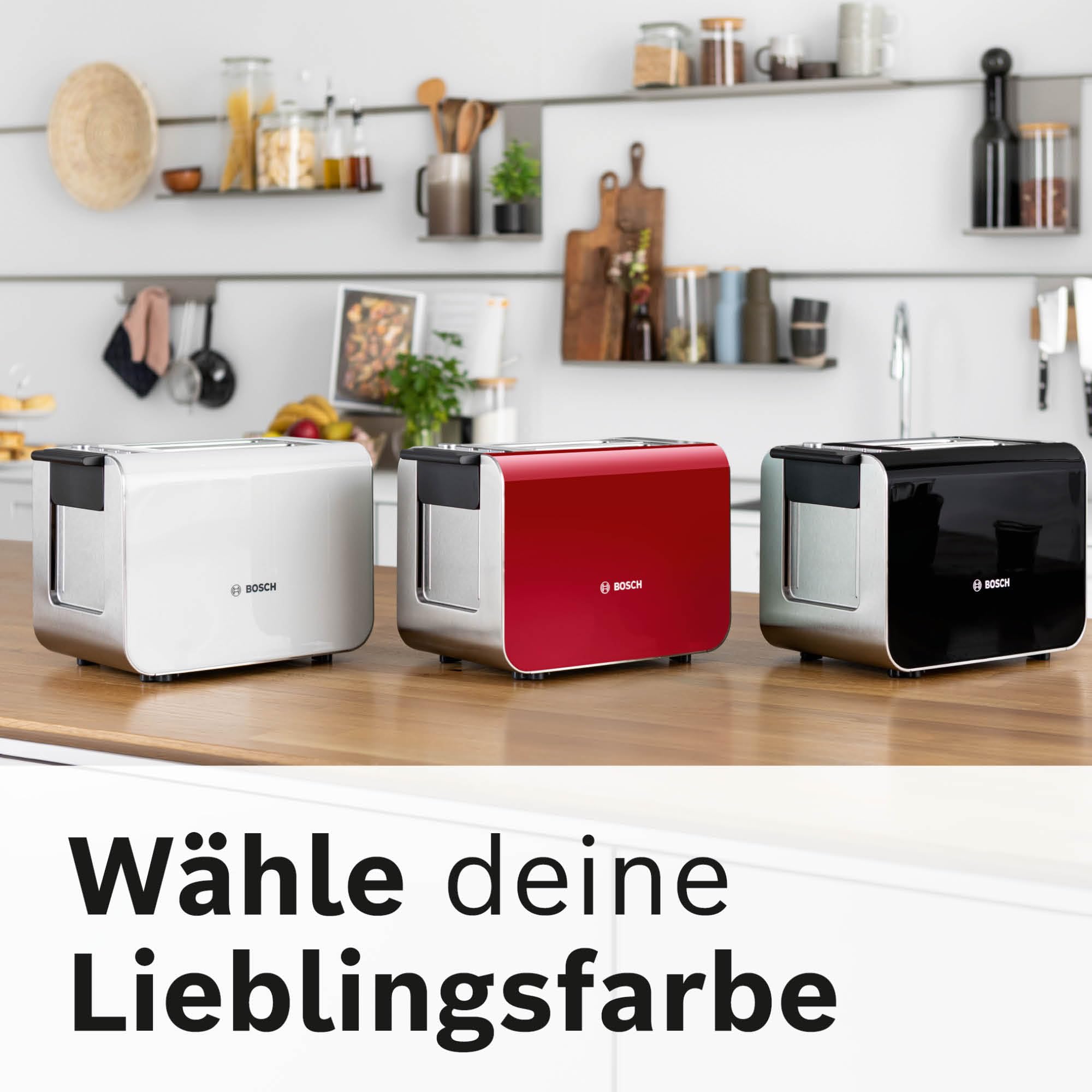 Bosch Toaster Styline TAT8611N, integrierter Brötchenaufsatz, Liftfunktion, Auftaufunktion, Abschaltautomatik, Brotzentrierung, 800 W, Edelstahl/weiß