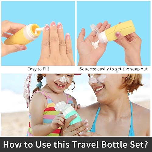 Miniatura 6 de Arqumi Botellas de viaje de silicona para artículos de tocador, a prueba de fugas, kits de contenedores de cosméticos recargables exprimibles con