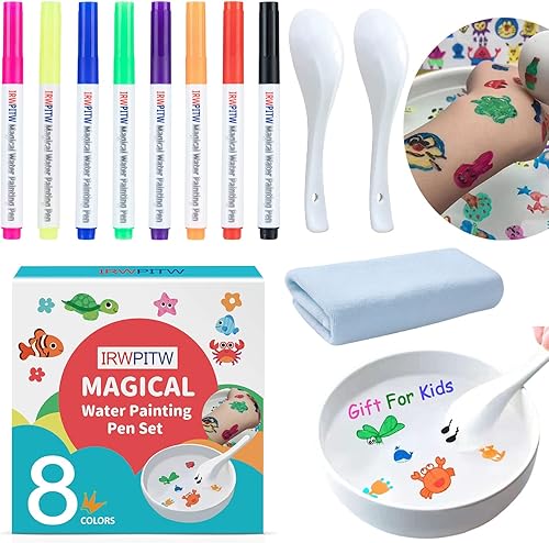 IRWPITW Paquete de bolígrafos de dibujo mágico, 8 colores mágicos de pintura de agua para niños, niños crean bolígrafo mágico, juego de dibujos de