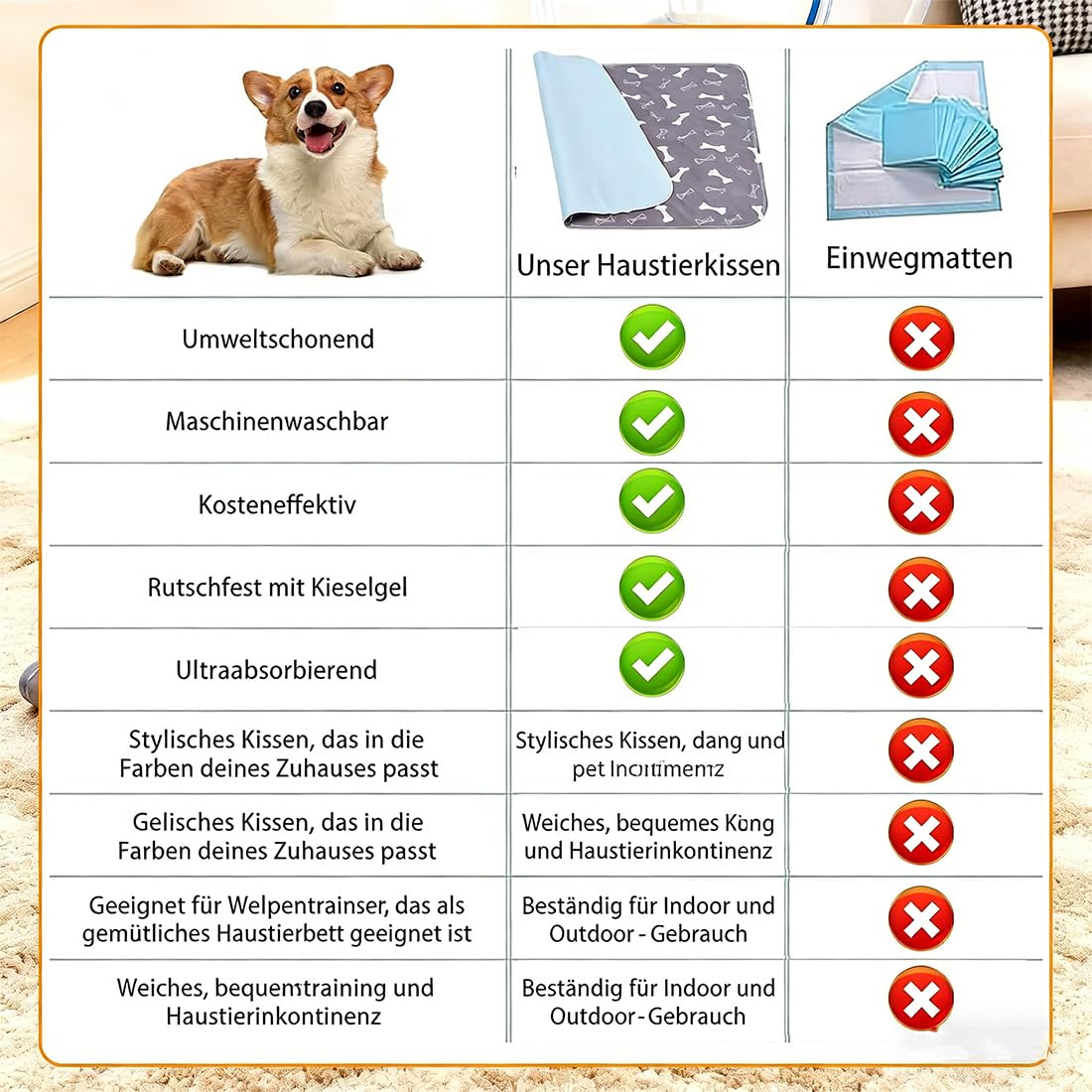 Wuffaro PIPI Matte, Wuffaroo PIPI Matte Mit Pheromone, PIPI Matten für Hunde, Waschbare & Wiederverwendbare Urinierpads für Hunde und Katzen, Auslaufsicher, rutschfest (Stil E, XL-80*90cm)