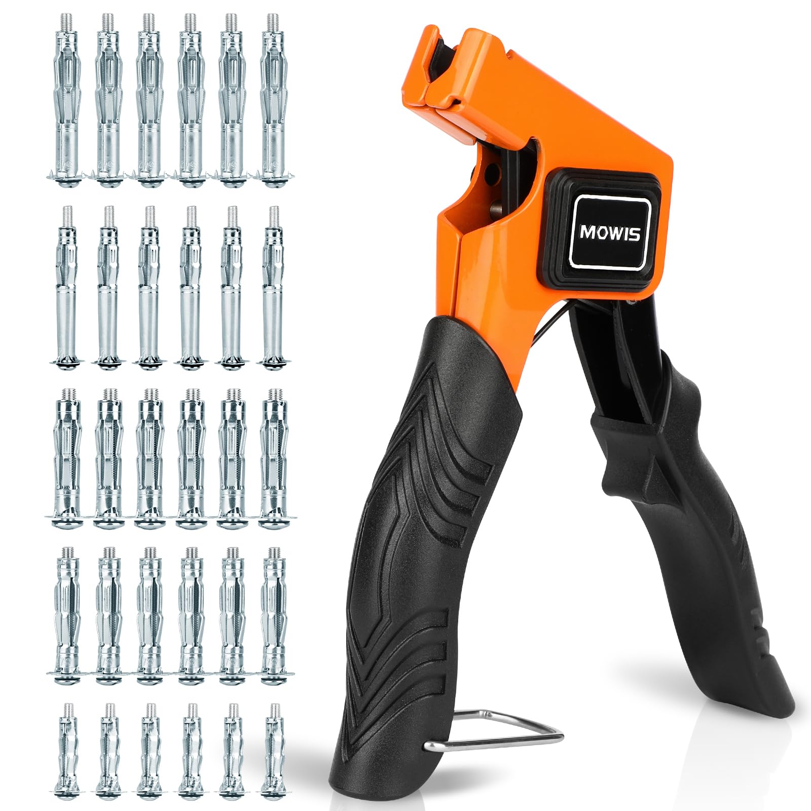 MOWIS Hollow Wall Anchors Setting Tool Kit, 30pcs Molly Bolts, Metal Plasterboard Cavity Wall Fixings Anchors Plugs, Heavy Duty Hollow Wall Anchor Screw Mounting Plier Set