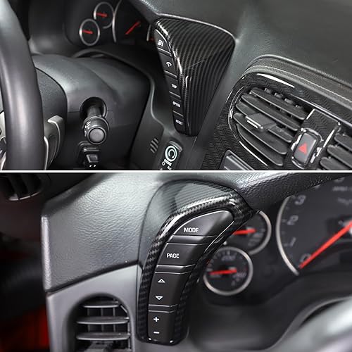 Miniatura 7 de Cubierta de botón de tablero compatible con Chevy Corvette C6 2005-2013, cubierta de bisel del velocímetro, accesorios interiores (patrón de fibra