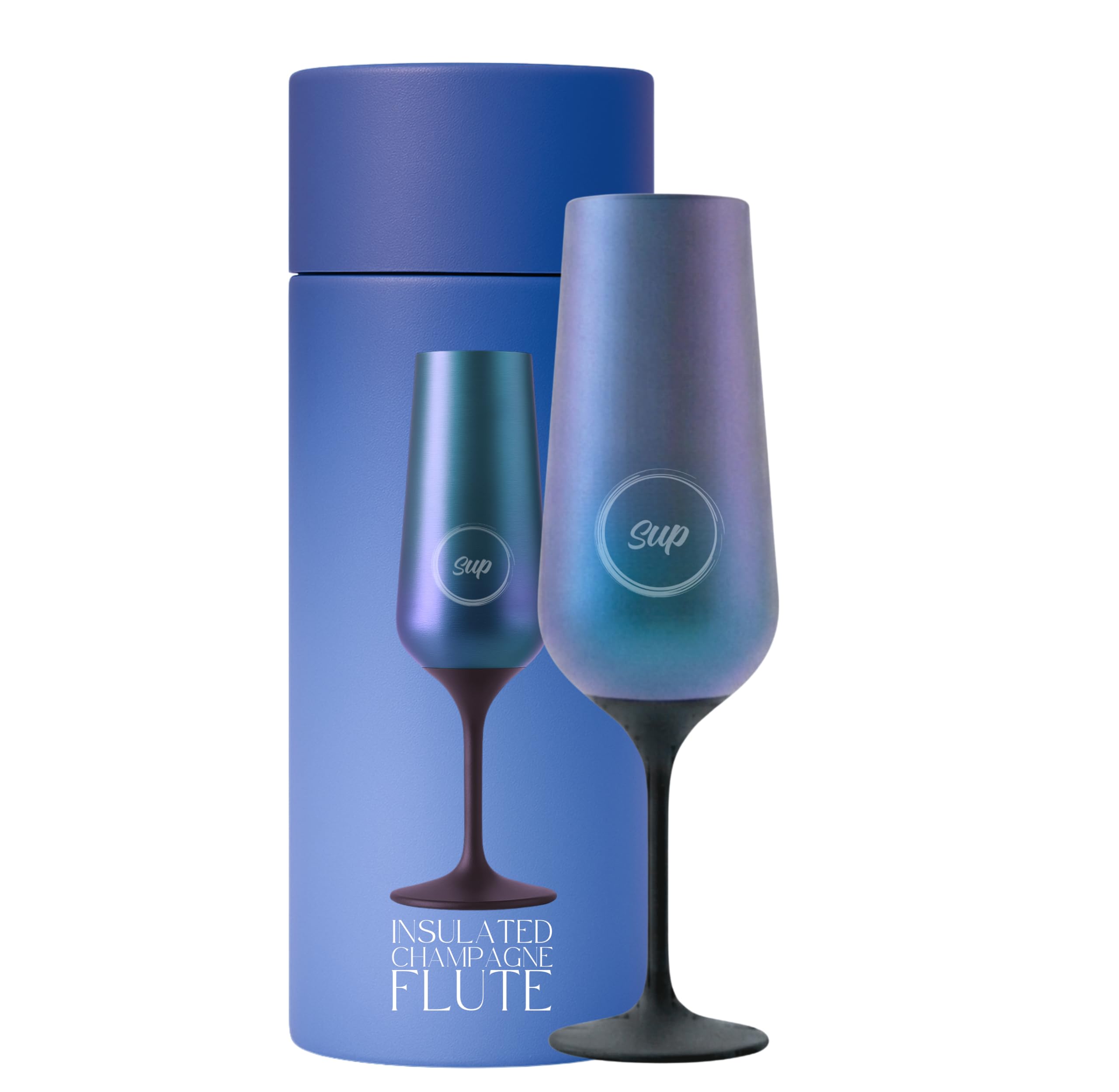 SUP Insulated Champagne Flute with Stem, Stainless Steel Champagne Glass & Prosecco Tumbler, 250ml Capacity - Galaxy — image 1