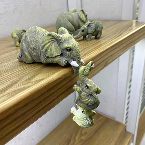 Miniatura 4 de Juego de 3 piezas de estante de elefante coleccionable elefantes colgantes en el borde decoración de repisa figuras de resina pintadas a mano para