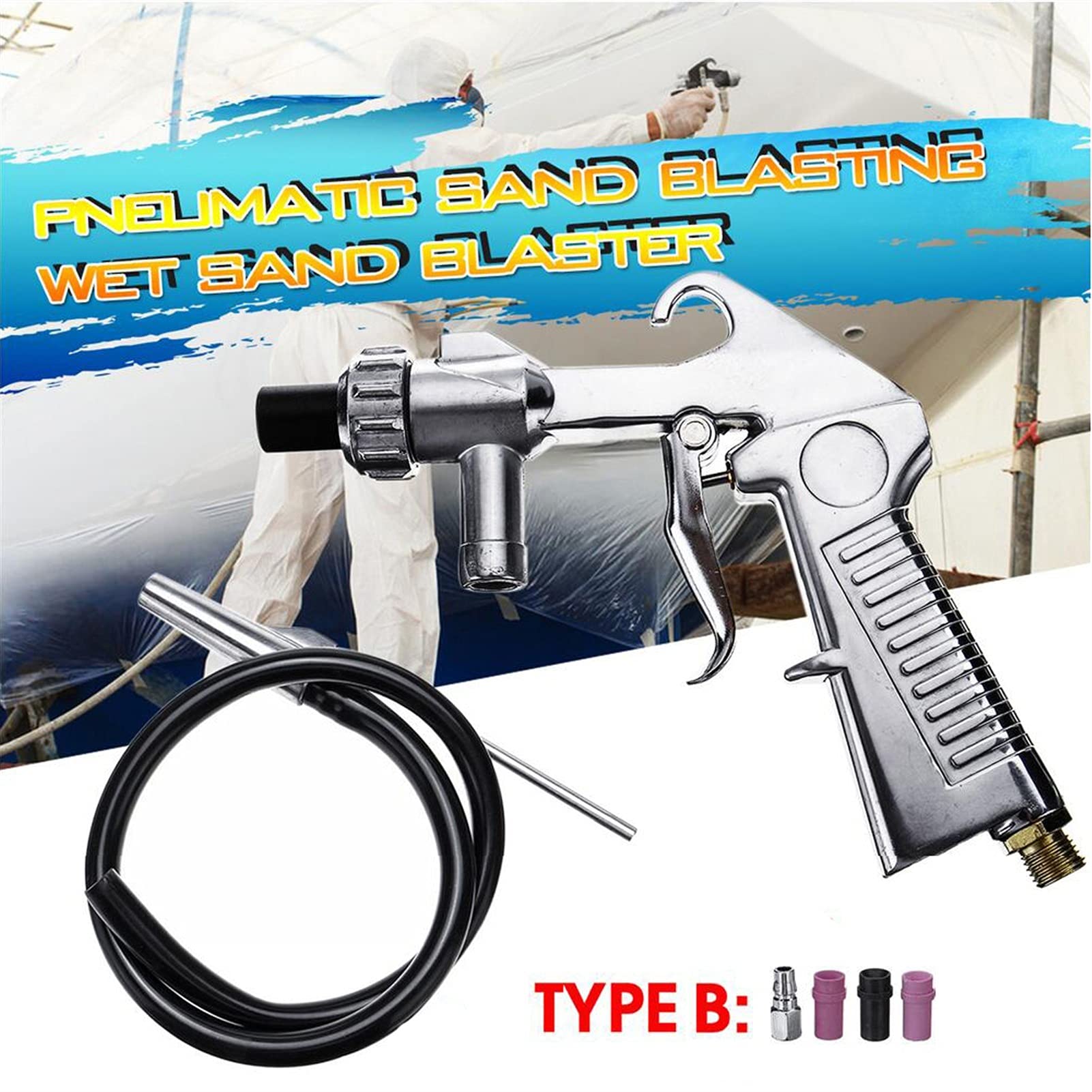 Kit Pistolet De Sablage Pneumatique Avec 4 Buses - Pour Dérouiller Et Nettoyer Métaux