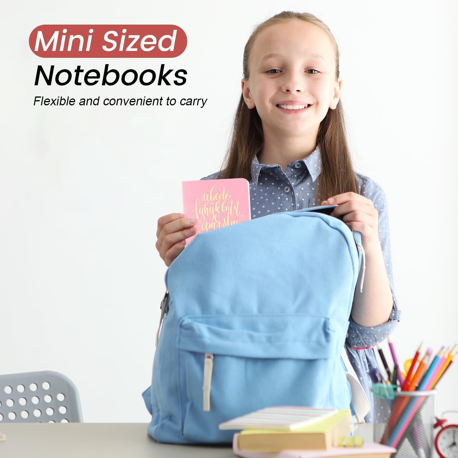 Oucaru Mini-Notizbücher, Großpackung, 8,9 x 14 cm, 16 Farben, 60 Seiten, leeres Papier, kleines Notizbuch, Mini-Tagebuch, Notizblöcke für Studenten, Reisende, Schule, Bürobedarf, 32 Stück