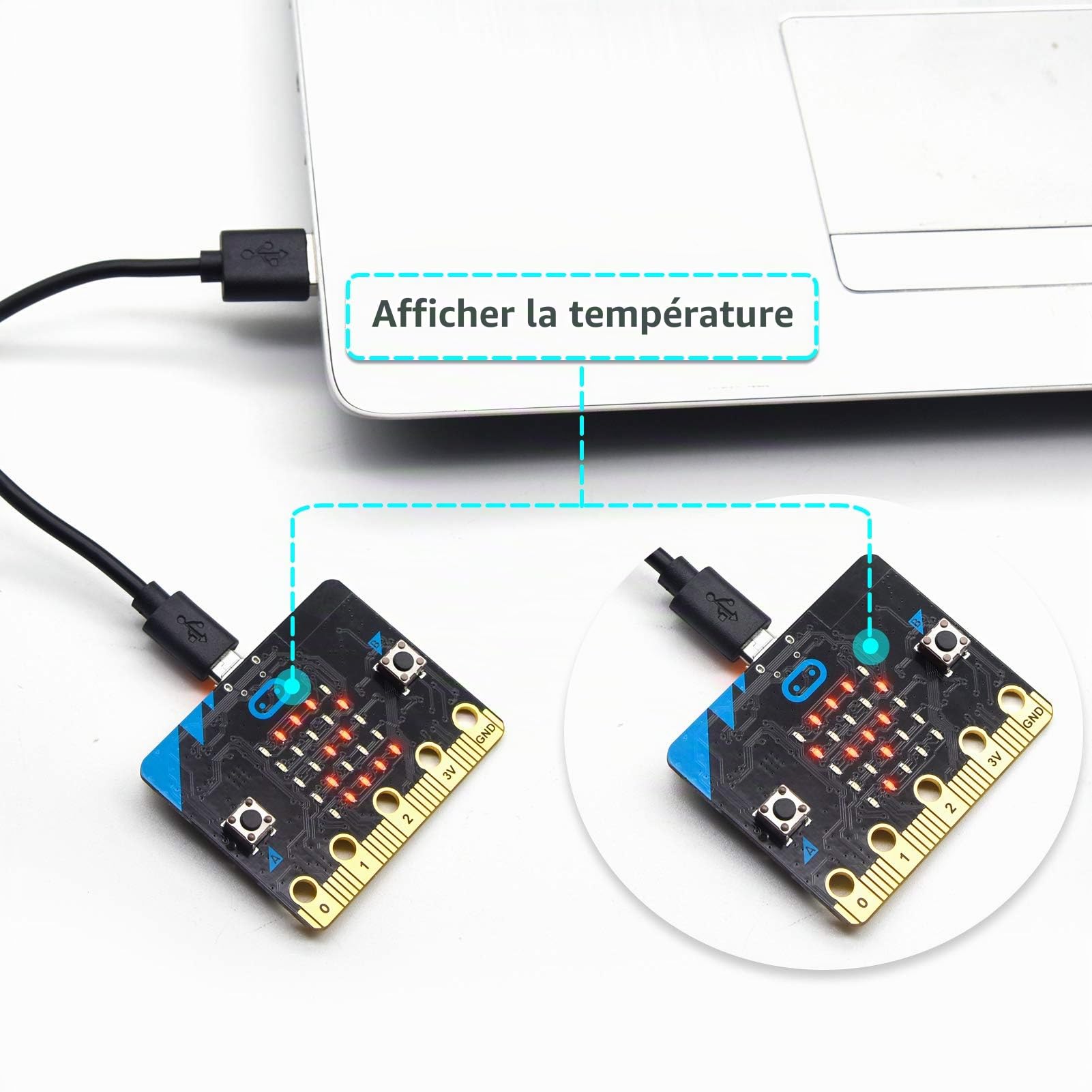 KEYESTUDIO Kit de démarrage de Base pour BBC Micro bit V2.2, Programmation Graphique, Boussole Bluetooth intégrée, détection de Mouvement, Codage d'affichage LED pour Adolescents