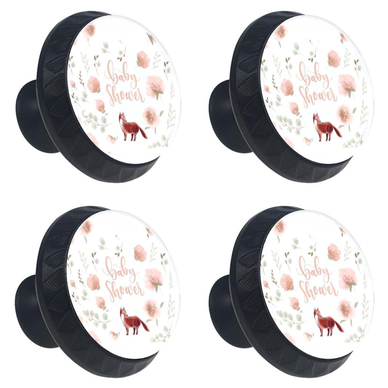 Boutons de meuble en verre de qualité supérieure au motif renard ciselé 30mm