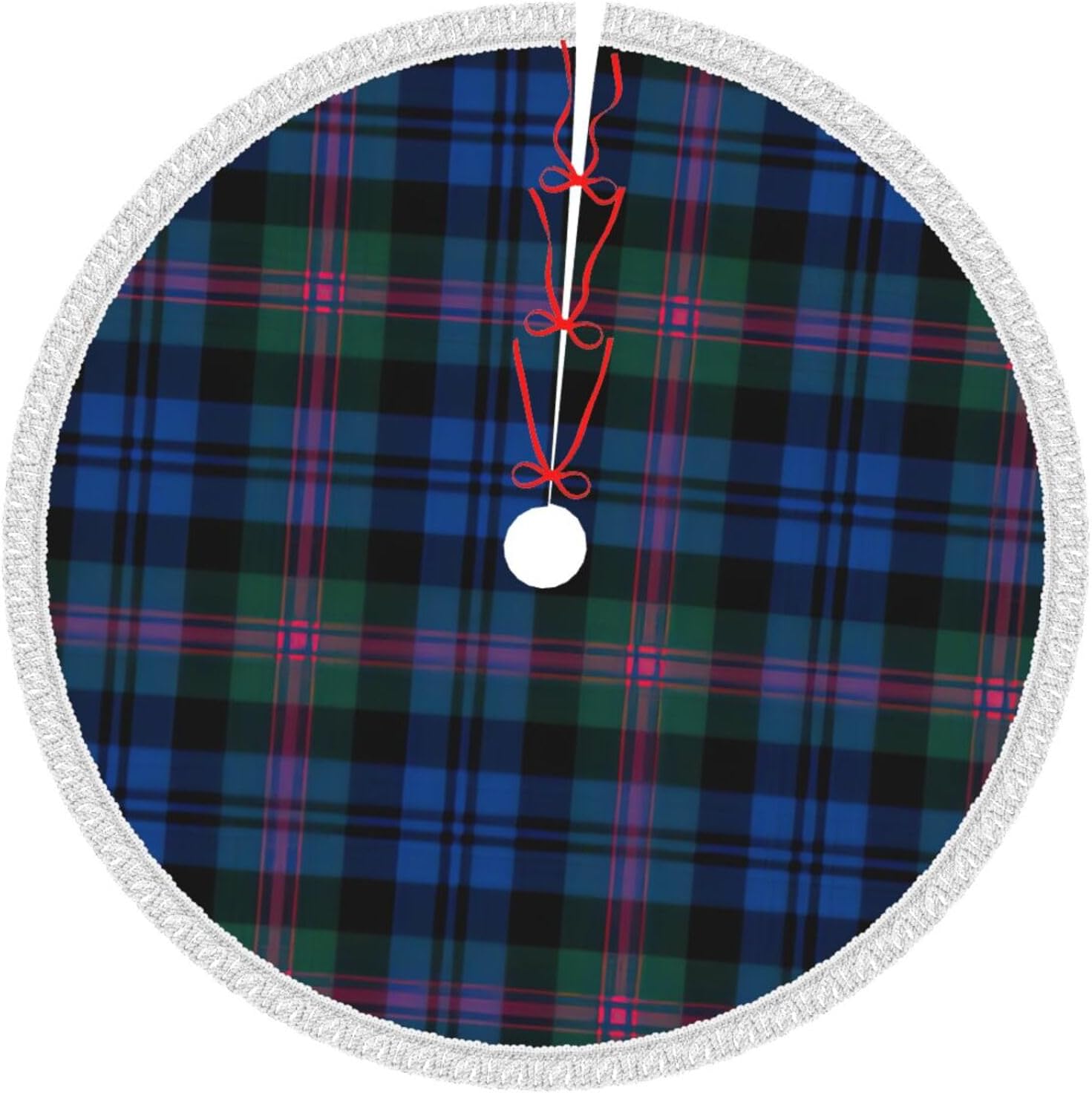 Blue and Green Scottish Tartan Christmas Tree Skirt Home Decoration
