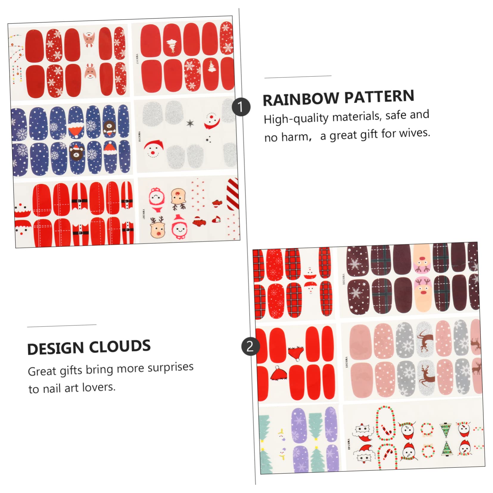 Healvian 30fogli Adesivi Per Unghie Natalizi Decorazioni Per Manicure Facile Applicazione Adesivi Per Nail Art Copertura Per e Speciali