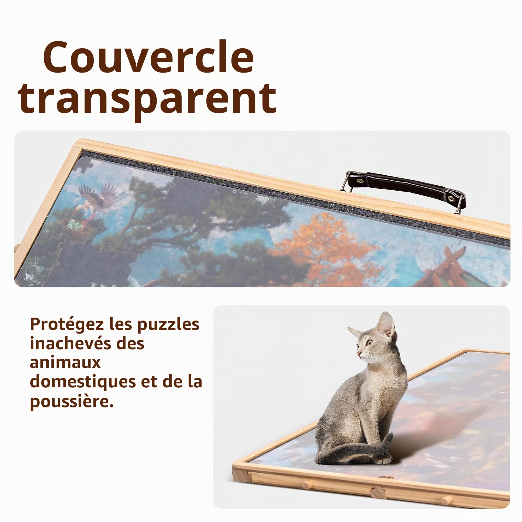 Lavievert Planche à puzzle rotative de 1000 pièces avec 4 tiroirs de tri, table de puzzle inclinable avec couvercle, plateau de puzzle en bois avec plateau antidérapant pour adultes
