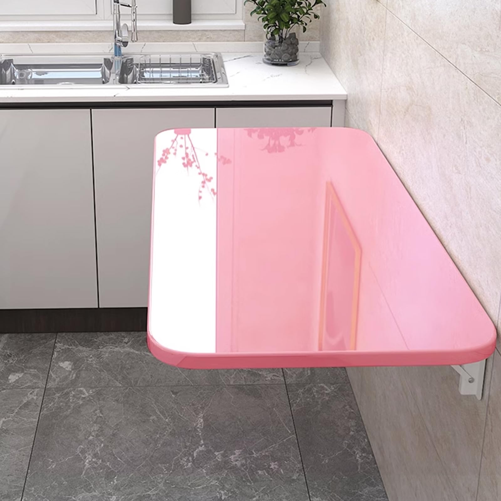 GHFXSCV Heavy Duty Wall Mounted Folding Table with Bracket for Laundry Room Kitchen Home Bar Multifunctional Table for Kitchen Dining Room and Office