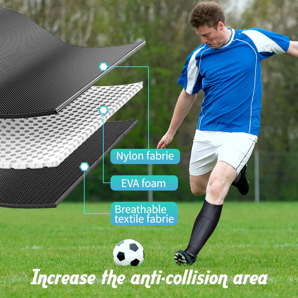 Tvvcalk 1 Paire Protege Tibia Foot pour Enfant et Adulte, Football Shin Guards, Ski Shin Guards, Respirants & Anti-Chocs