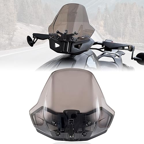 LDETXY Parabrisas ajustable para todos los modelos Can-Am Ryker, frontal oscuro tintado, a prueba de polvo, duradero, con revestimiento duro,