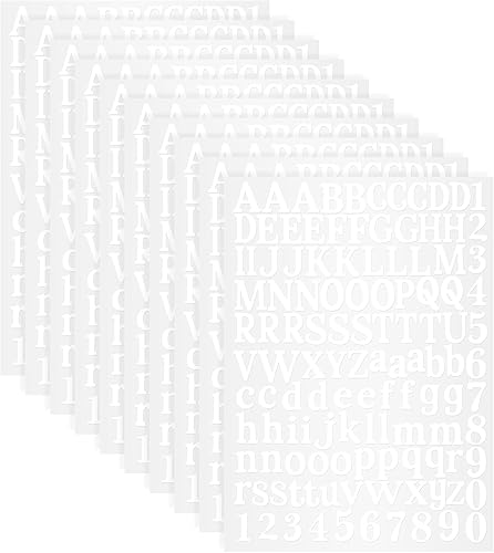 Miniatura 8 de 10 hojas de calcomanías de vinilo con letras, 1200 calcomanías autoadhesivas de números y alfabetos, calcomanías de números de buzón para letreros,