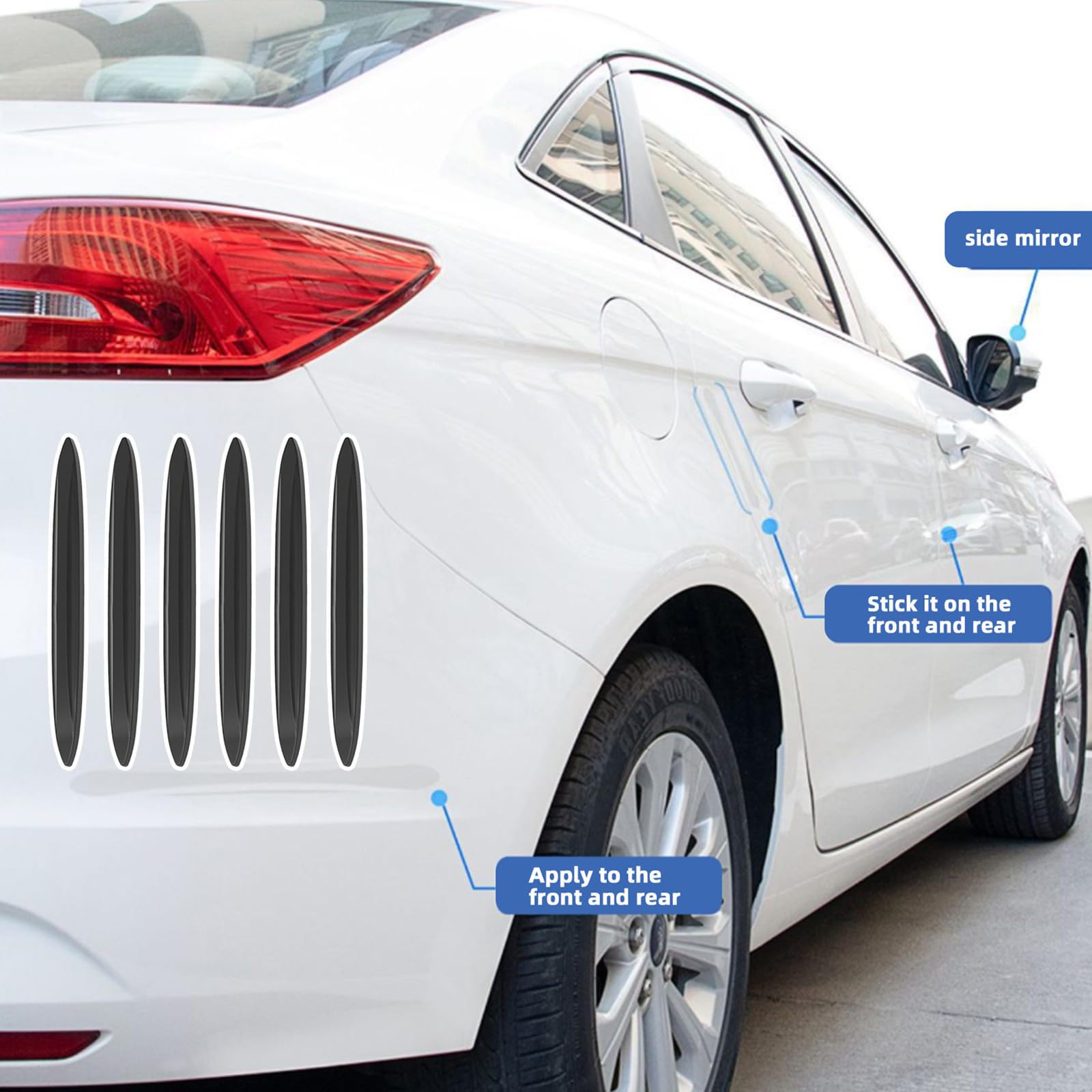 Car Door Protector 6PCS Anti-collision Scratch-resistant Universal Protection Strip Black - Image 4