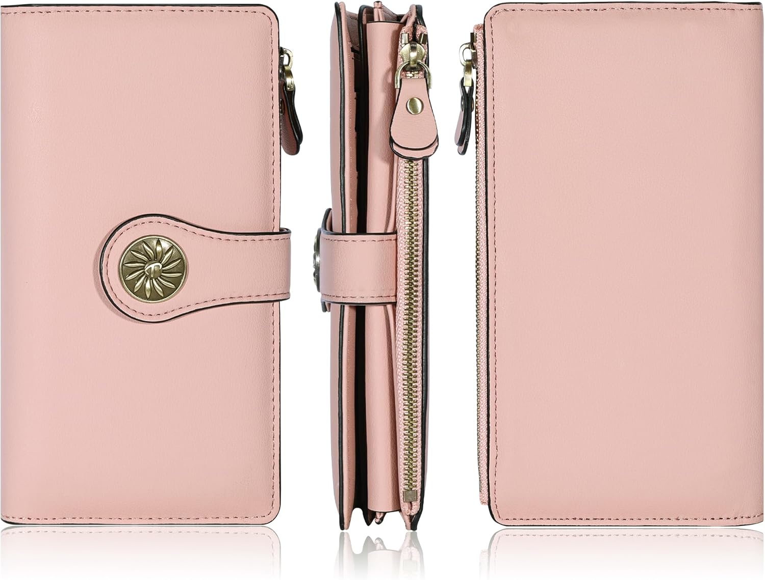 Travelambo Women's Wallet RFID Blocking Trifold Clutch Large Capacity Credit Card Holder Travel Purse - Image 6