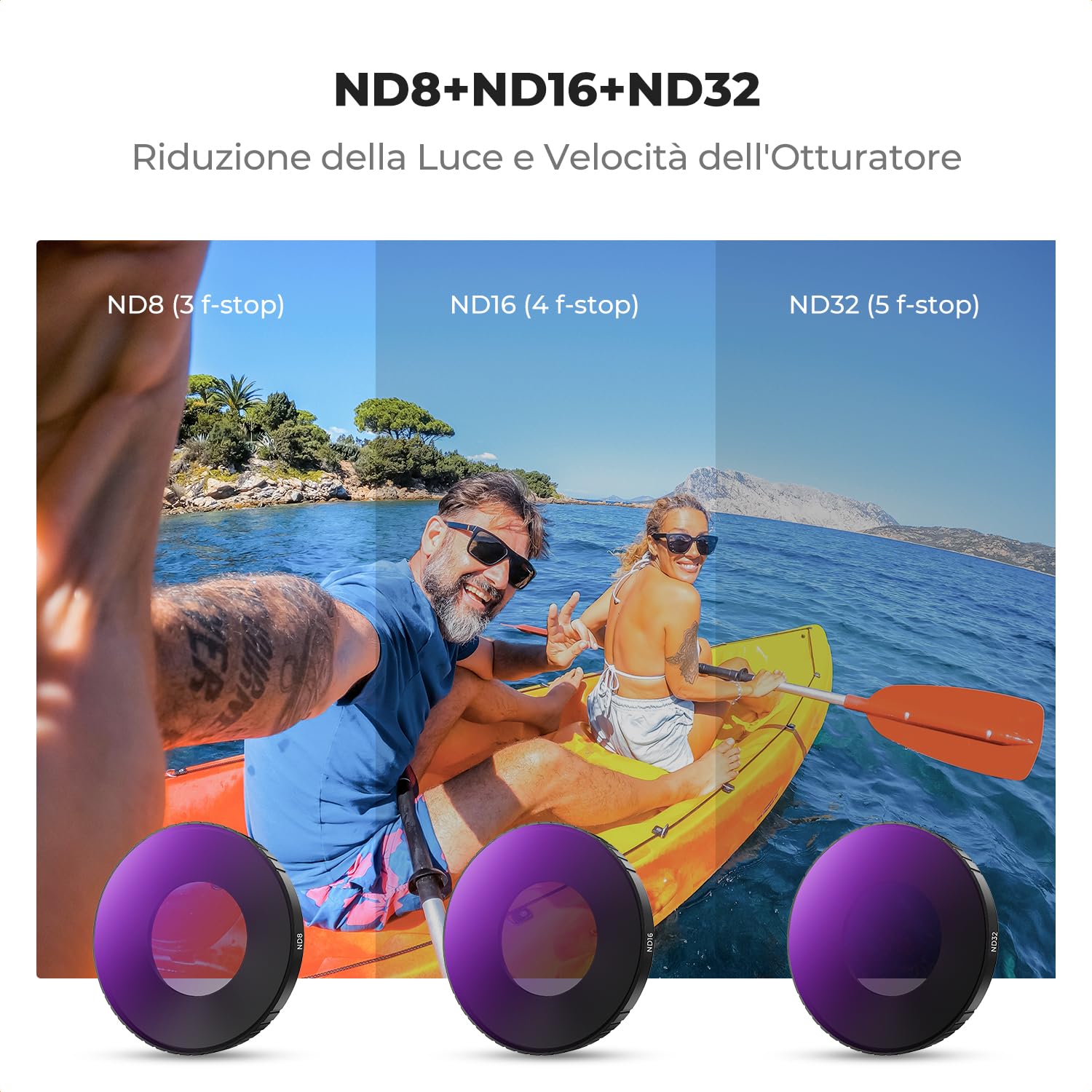K&F CONCEPT Kit Filtri Compatibile con Insta360 Go Ultra, 4 Unità Filtro Polarizzatore CPL e Densità Neutrale ND8/ND16/ND32, con Rivestimento Multi-strato e Cornice in Lega di Alluminio