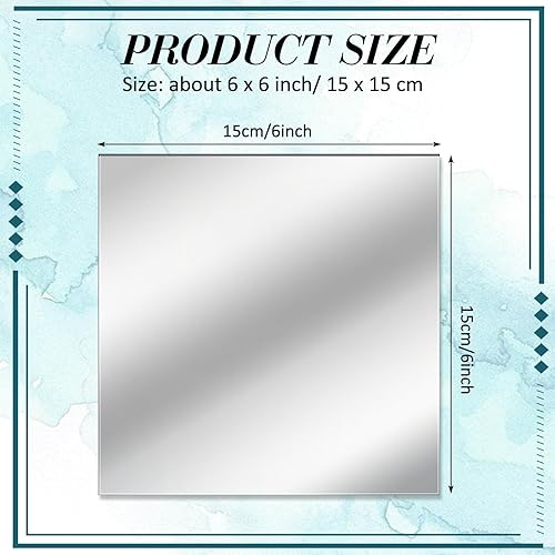 Miniatura 2 de Soaoo 50 piezas de azulejos cuadrados de vidrio de 6 pulgadas, espejo cuadrado de mosaico, azulejos de vidrio, espejo para manualidades, proyectos,