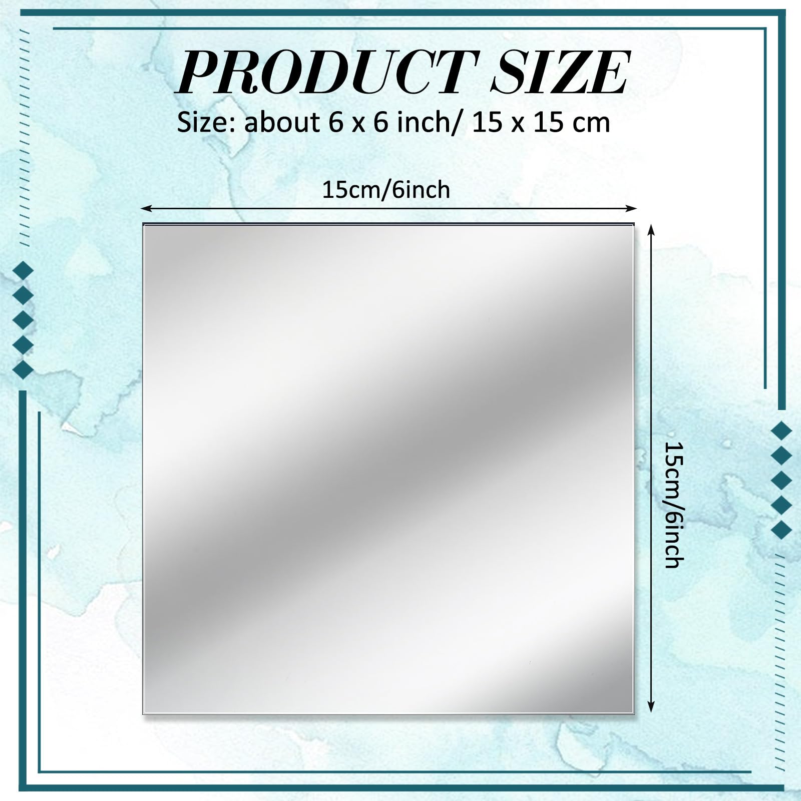 Soaoo Square Glass Mirror Tiles 6 Inch Square Mirror Mosaic Panels Glass Tile Craft for DIY Crafts Projects Supplies Decoration Centerpieces Home Wall Table Ceiling Decor(30 Pcs)