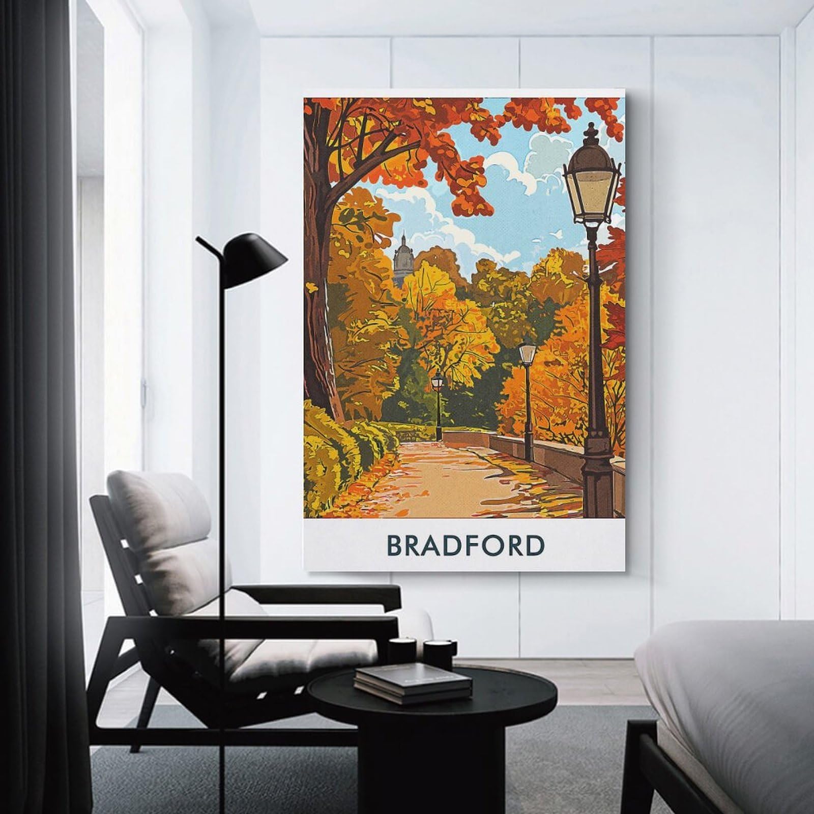 Junmoney Bradford Autumn Path Canvas Art Print, 12x18inch(30x45cm), for Restful Interiors, Bedrooms Or Small Rooms, A Warm Accent for Relaxed Interiors