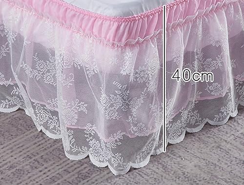 Miniatura 7 de Falda de cama de encaje envolvente Falda de cama con volantes Cubierta de polvo Funda de cama con volantes