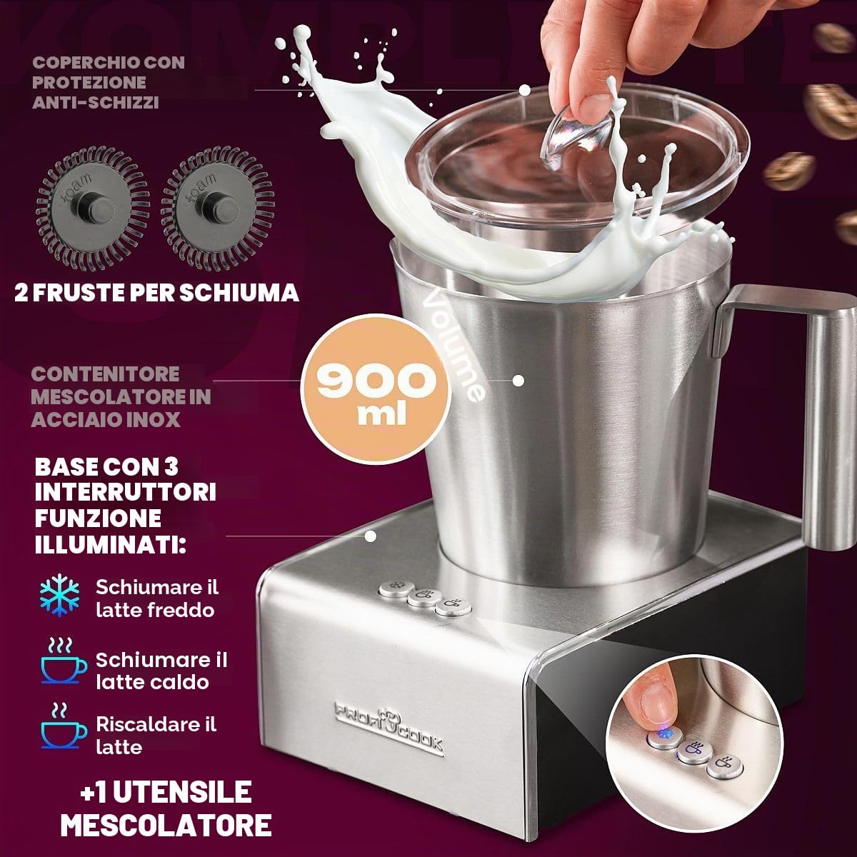 Proficook PC-MS 1032 Schiumalatte in Acciaio