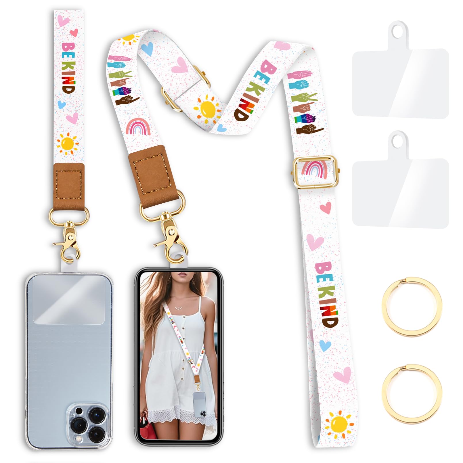 Yonlevres Phone Lanyard Crossbody Strap Wrist Neck Adjustable Women Be Kind