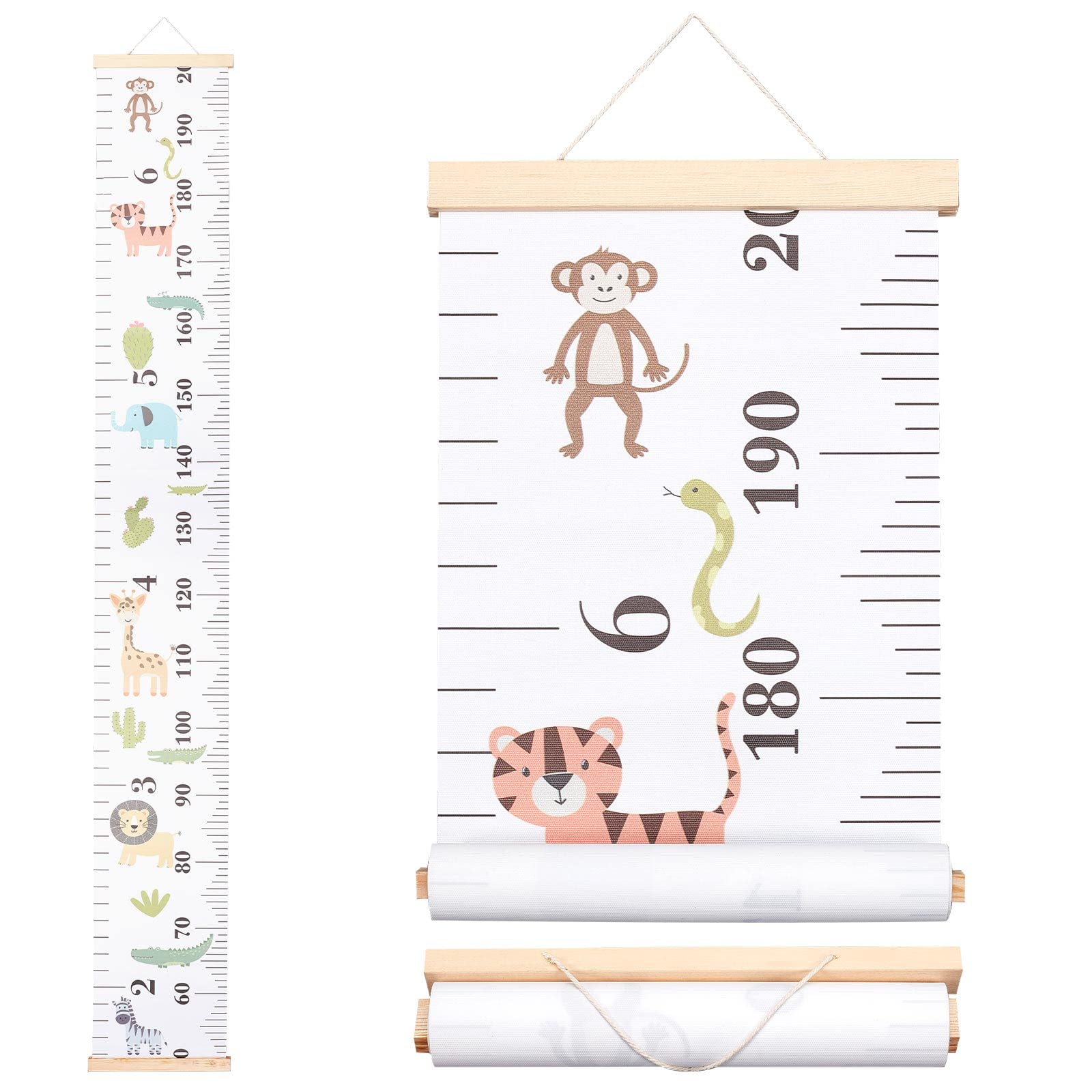 Tableau De Croissance Animaux Mer - Règle Tissu Toile 150 Cm Avec Cadre Bois Amovible Pour Chambre Enfant