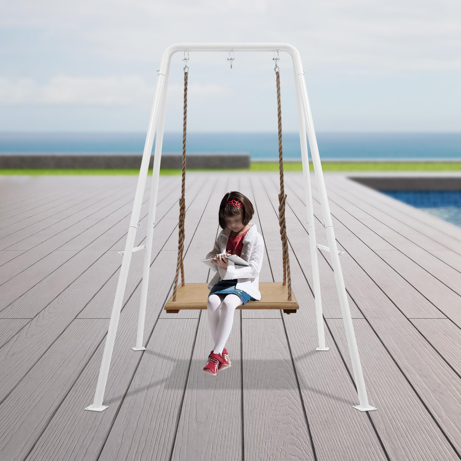 Estructura de silla colgante, estructura de metal para sillón colgante, estructura de silla colgante para interior/exterior, resistente estructura de hamaca, fácil de montar (silla colgante no