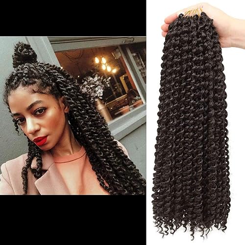 Passion Twist Crochet, pelo de 18 pulgadas, ondulado, trenzado, para ganchillo, pelo largo bohemio extensiones de pelo, rastas