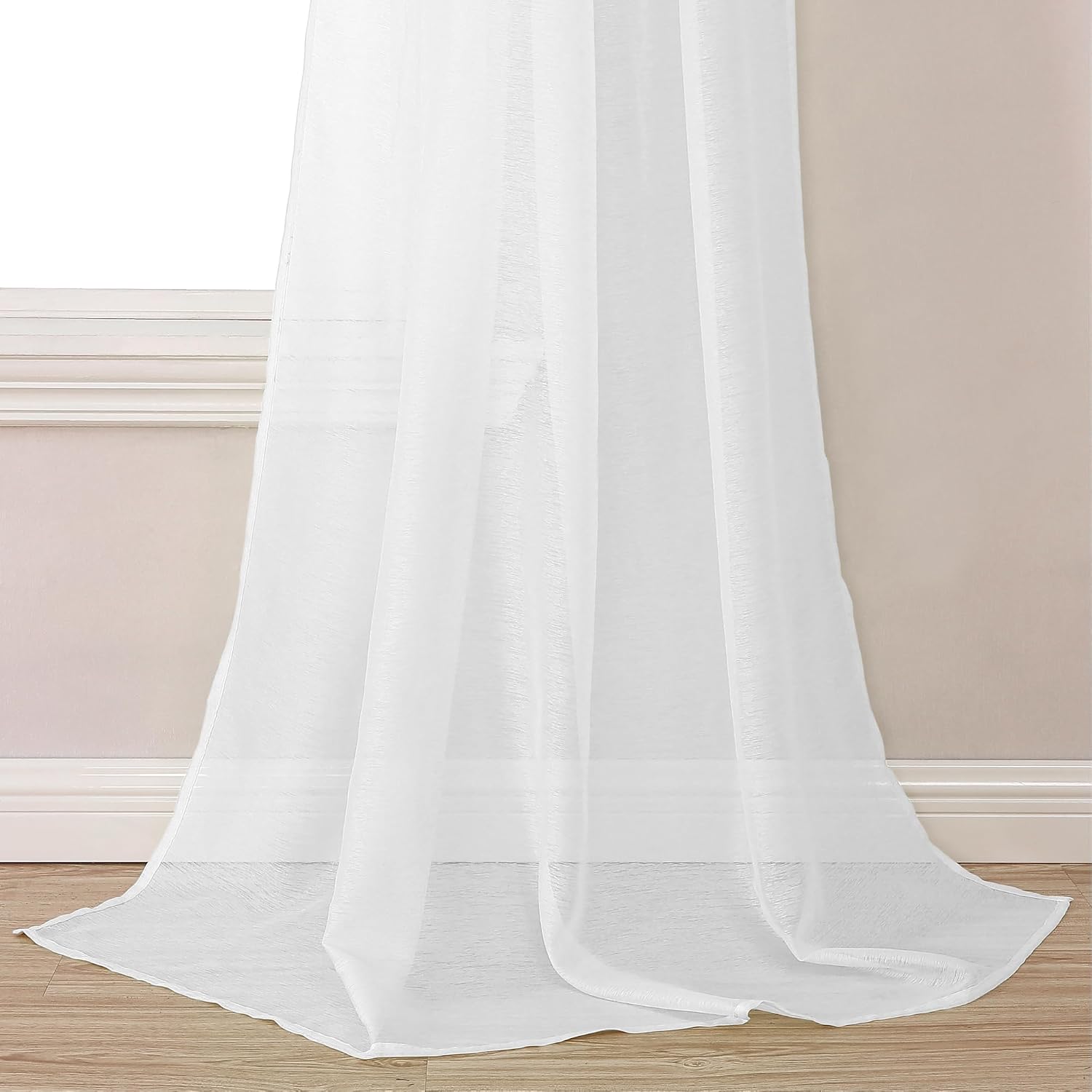 DONREN Luxury Soft Semi Sheer Window Scarf - White Valance for Wedding Arch, Curtains (1 Panel, 52 x 288 Inch Length) image 4