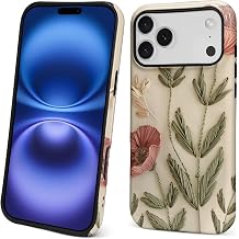Compatible with iPhone 18 Pro Max iPhone 17 Pro Max Case - Dual-Layer Protection, Hard Shell with Silicone Interior,Scratch Resistant Shockproof - Faux Embroidery Boho Floral