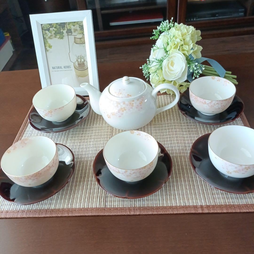 瞳桜模様のティーセット(ティーポット・カップ5客)