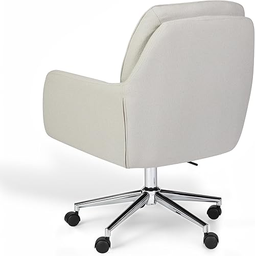 Miniatura 9 de Martha Stewart Clara - Silla giratoria con cojines dobles para oficina en casa en tela gris Bedford con marco de níquel pulido