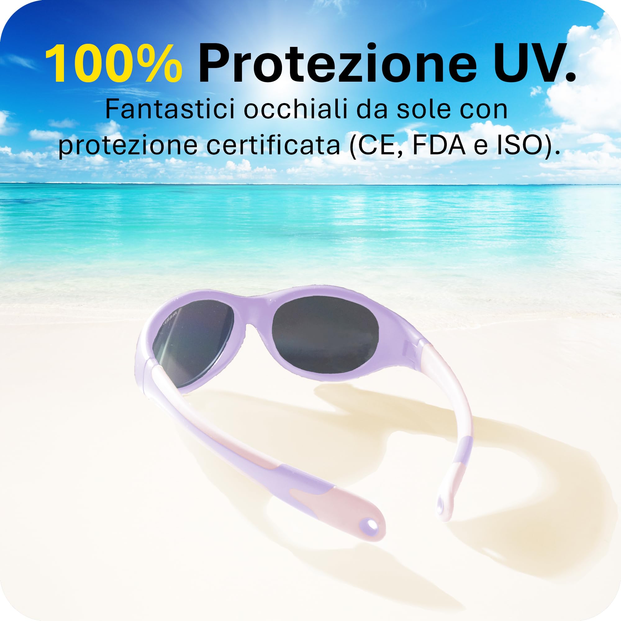 Mausito Occhiali da sole bambini 2-4 anni & 5-8 anni | FLESSIBILI Occhiali da sole bambino 100% PROTEZIONE UV | Fascia regolabile e rimovibile | Senza BPA