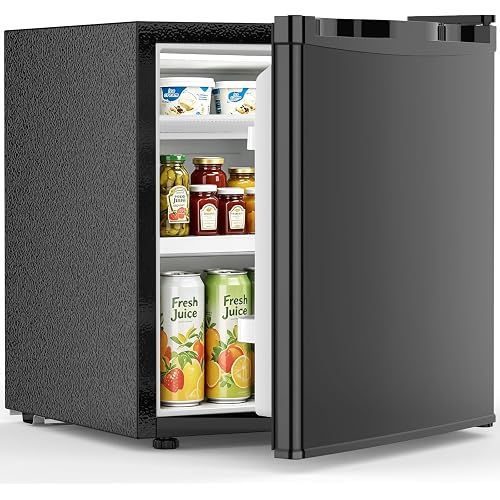 Electactic 1.7 Cu.ft Mini Fridge, Compact Refrigerator, Single Reversible Door, Ultra Quiet, Energy Efficient for Office, Dorm, Bedroom, Apartment, Black