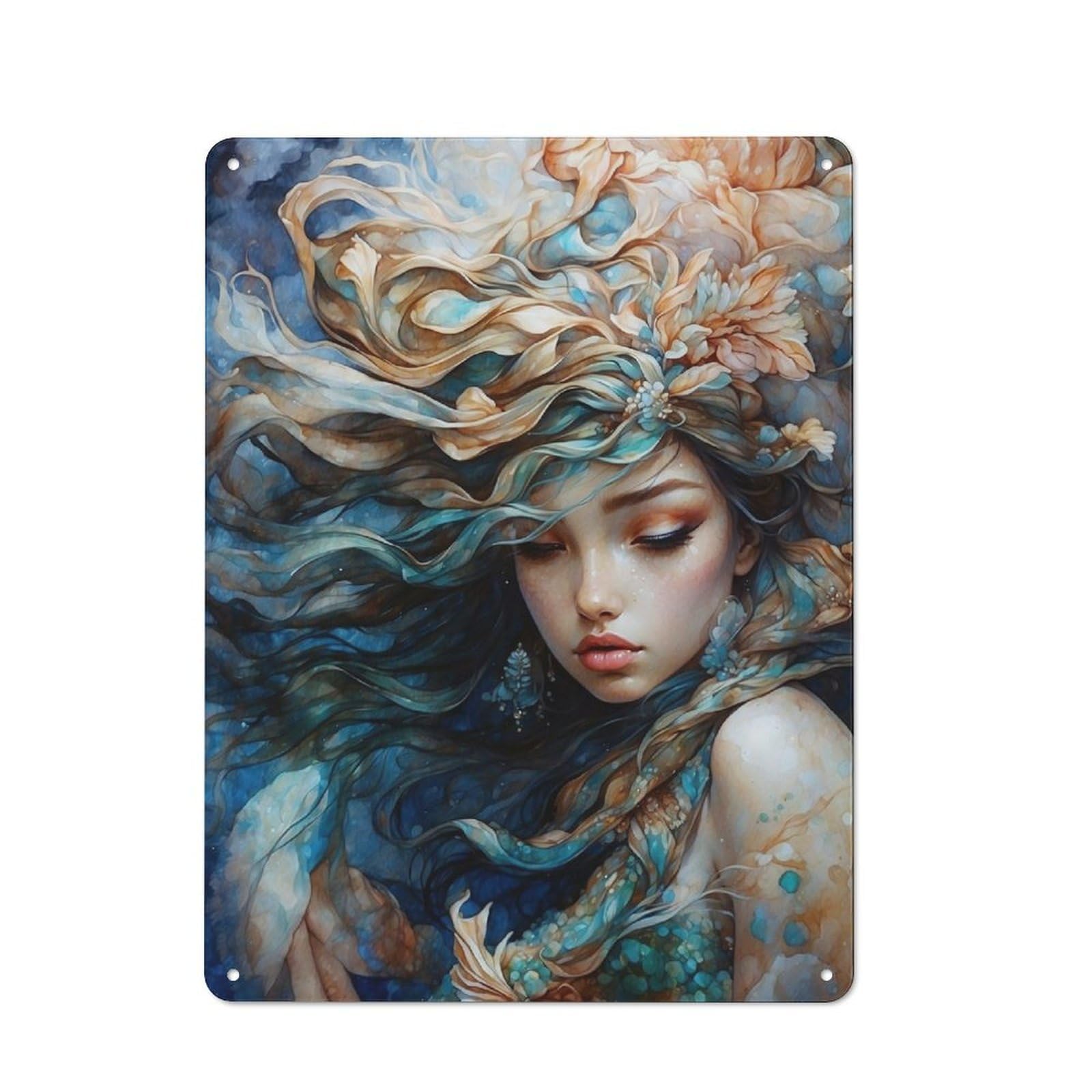 Junmoney Magic Of The Mermaid 40X30cm Rustic Metal Sign With For Hobby Room Or Studio, Metal Sign Decor For Hobby Rooms And Studios