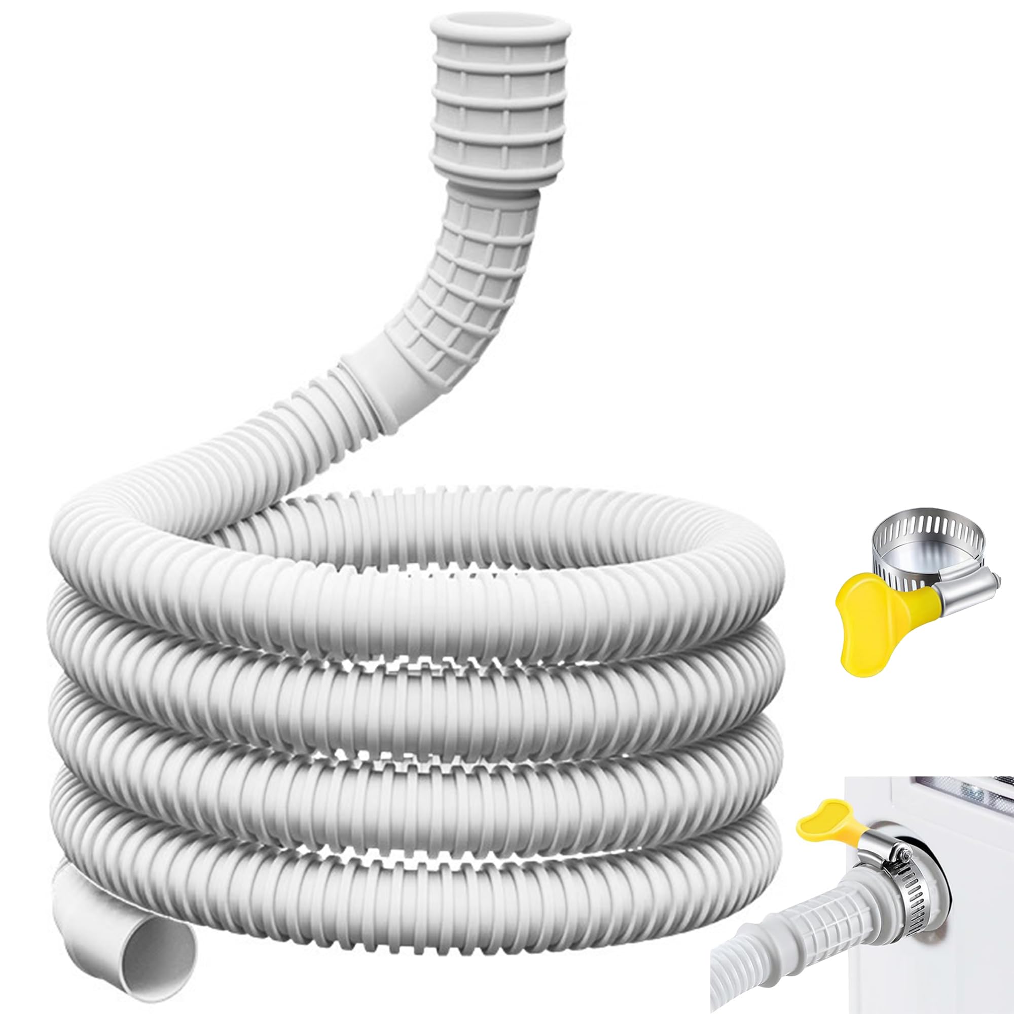 Guest Ruyunlai Universal AC Drain Hose 16mm/25mm ID (5m/16.4ft Options) with Clamp - Thickened Plastic for Air Conditioner, Dehumidifier, Washing Machine - White