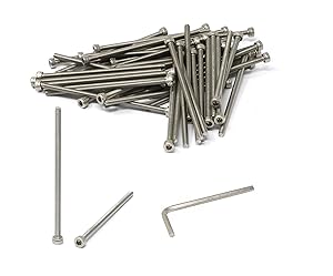 iexcell 50 Pcs M3 x 65mm Thread Pitch 0.5 mm Stainless Steel 304 Hex Socket Head Cap Screws Bolts Kit
