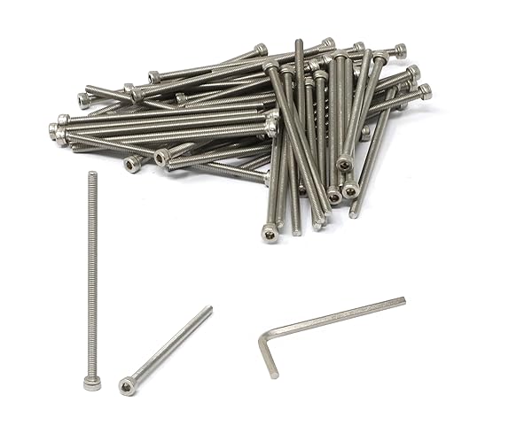 iexcell 50 Pcs M3 x 65mm Thread Pitch 0.5 mm Stainless Steel 304 Hex Socket Head Cap Screws Bolts Kit