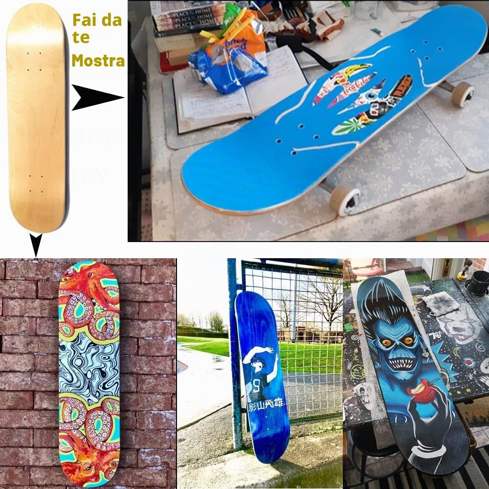 bimiti 2 tavole da skateboard a 7 strati, in acero concavo, per bambini, adulti, ragazze, ragazzi, principianti e professionisti