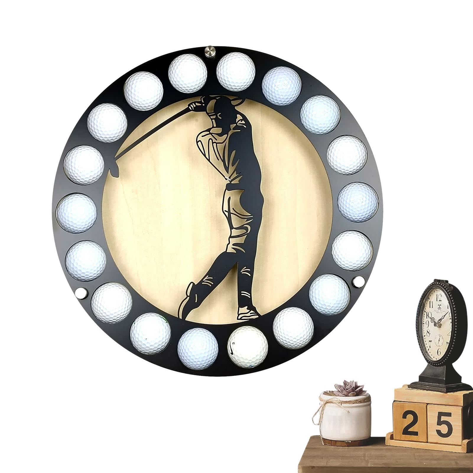 Expositor de pelotas de golf Soporte montado en la pared diseño de silueta de hierro