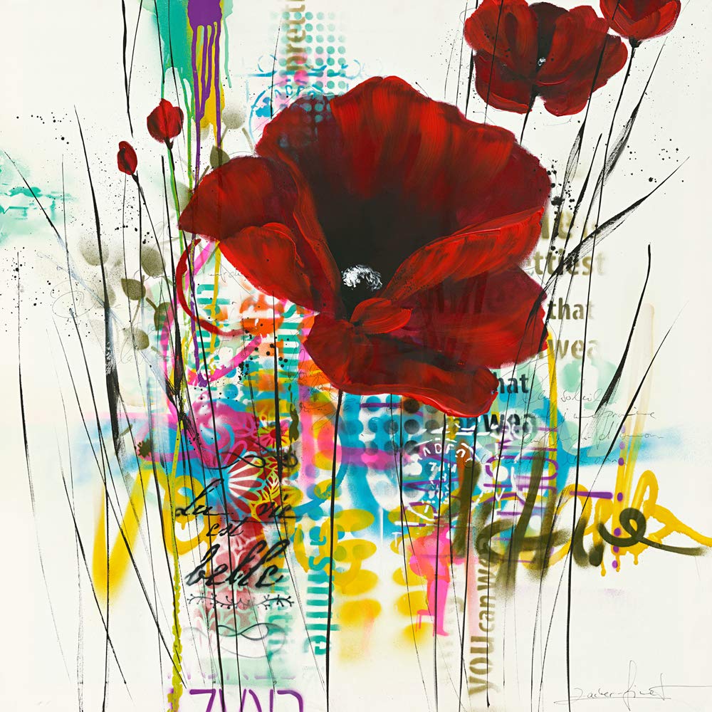 International Graphics - Finished Picture - Isabelle, Zacher-Finet - ''Pavot abstrait - next Level II''- 30 x 30 cm - Direct printing on acrylic glass