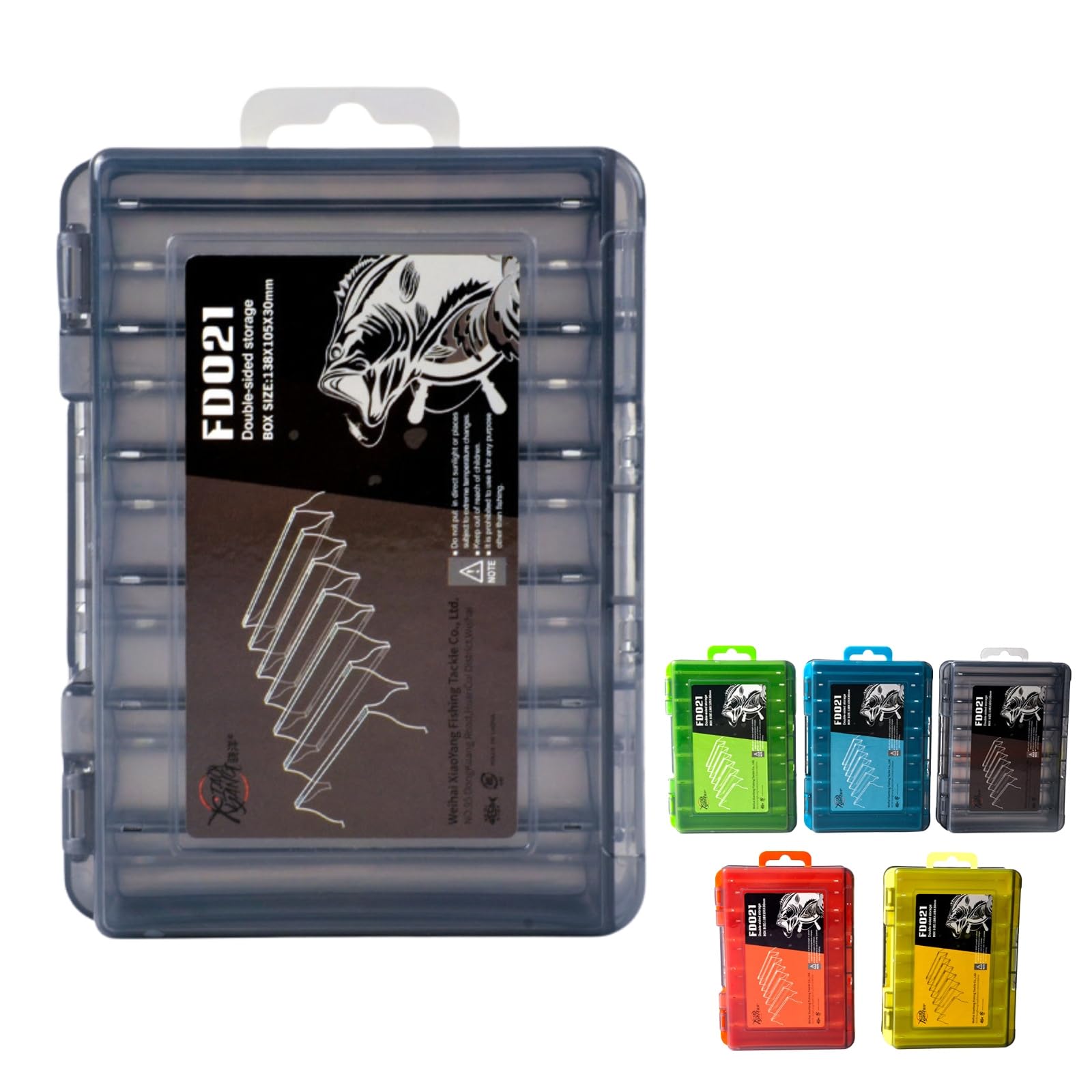 Boxonly Waterproof Double-Sided Fishing Tackle Storage Box – Small Black Lure Organizer for Hooks, Accessories & Terminal Tackle, Portable & Clear Case
