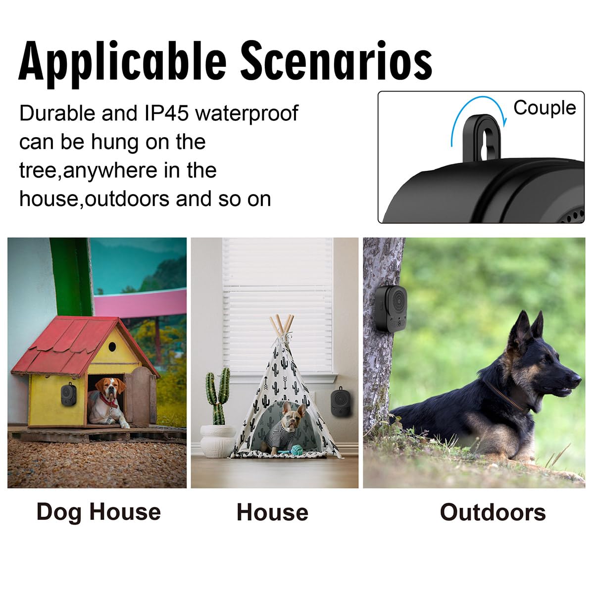 Anti Aboiement Chien Ultrason, Automatique Boitier Ultrason Anti Aboiement, 3 Modes Ultrason Chien Anti-Aboiement Chien, Appareil Anti Aboiement Étanche pour Petits Grands Chiens Extérieur & Intérieur